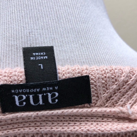 A.N.A Pink Long Sleeve V-Neck Cable Knit Sweater - Picture 5 of 7